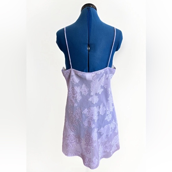 Vintage 90s Expressions Sheer Floral Lavender Light Purple Slip Cottage Core L - Picture 4 of 8